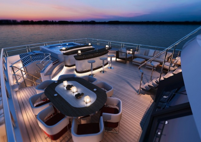 Red Square Yacht Bridge Deck - Image courtesy of Dunya Yachts