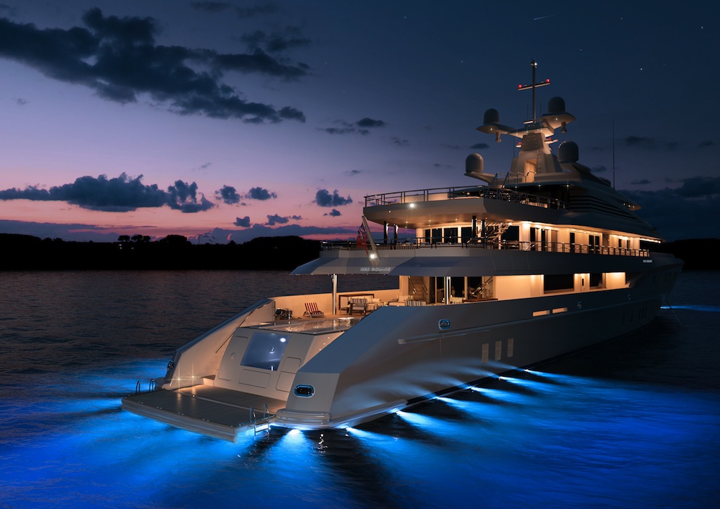 yacht by night