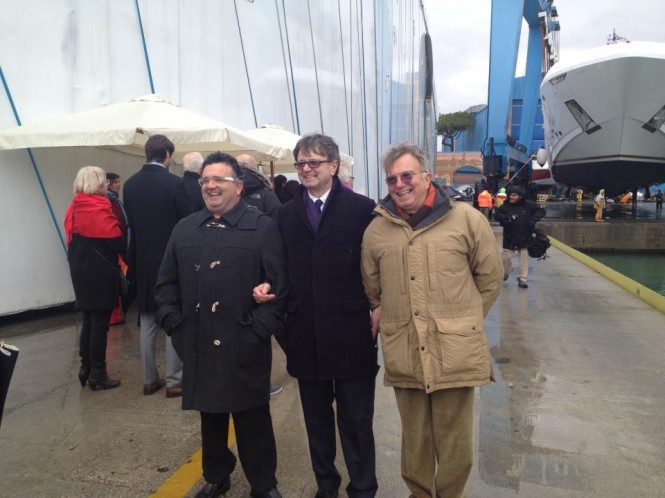 The Rossi brothers at the launch of the 48m Ketos motor yacht VELLMARI - Image courtesy of Rossinavi