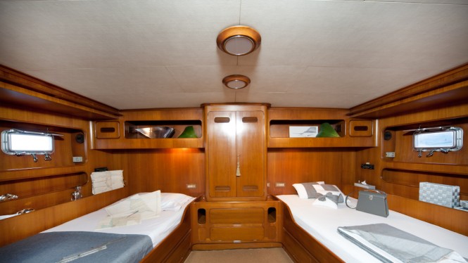 Twin guest cabin aboard My Lotty yacht