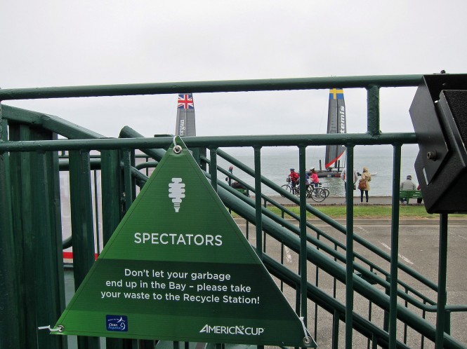Waste sign at bleachers