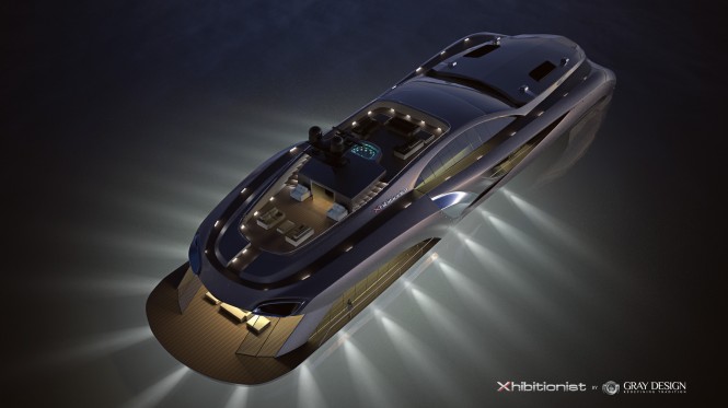 Xhibitionist Yacht Concept at night - view from above