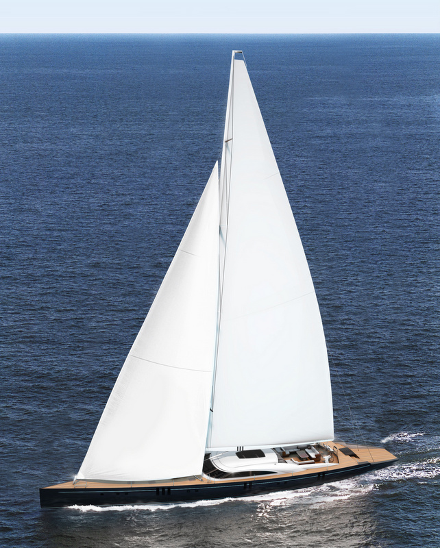 44m Amor Fati Yacht Concept under sail