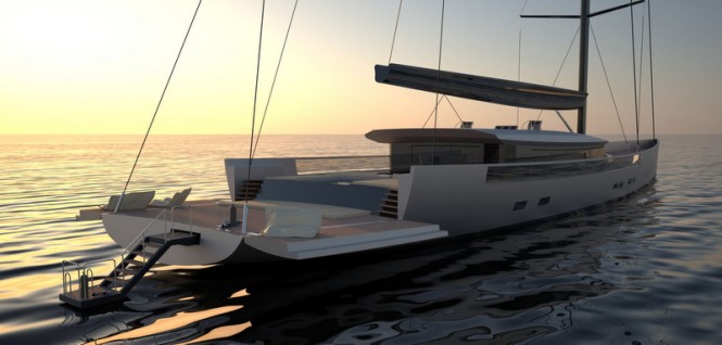 60m Van Geest OPEN Luxury Yacht Concept - aft view