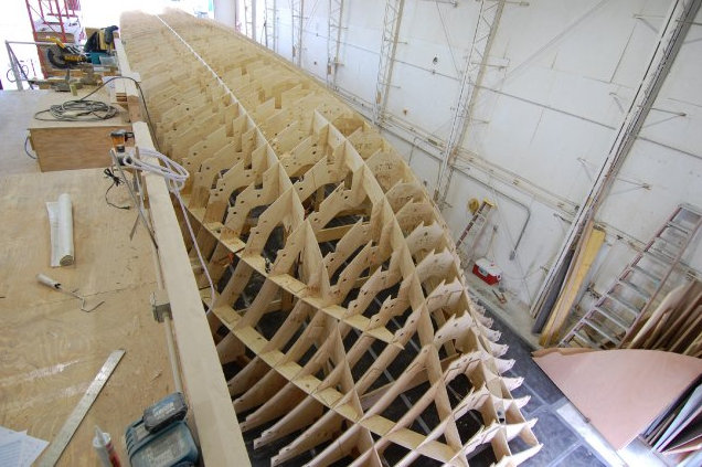Bayliss 90 Yacht Singularis under construction at Bayliss Boatworks