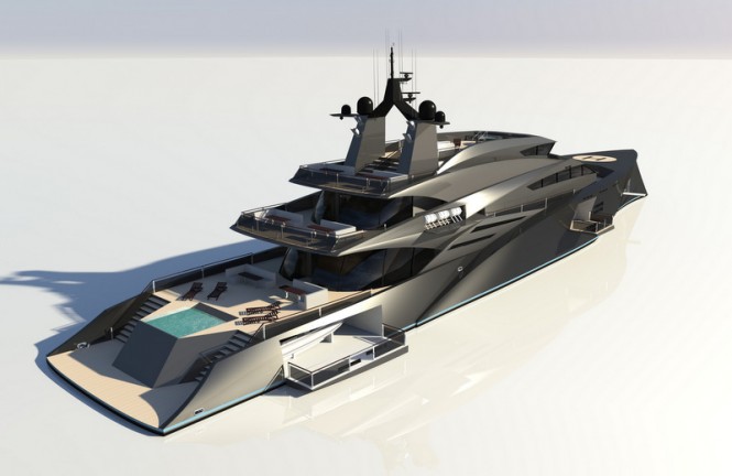 Elementum Yacht Concept - Aft View - Tender Bay