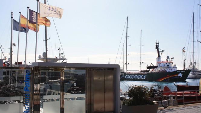 Greenpeace's 50m expedition yacht Arctic Sunrise at Marina Palma Cuarentena