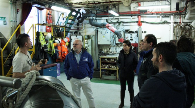 Greenpeace's guided visit to 50m expedition yacht ARCTIC SUNRISE for employees of Marina Palma Cuarentena