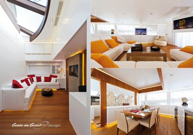Lovely interior design by Guido de Groot aboard Diamond Yacht