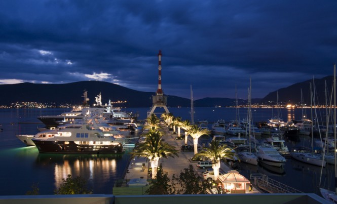 Porto Montenegro Superyacht Marina by night