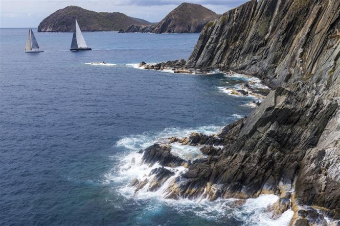 Superyachts Selene and Varsovie passing stoney bay during Day 2 - Photot by Rolex Carlo Borlenghi