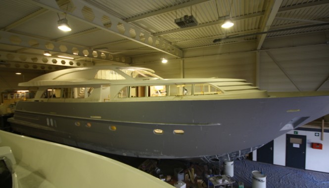 26m Continental III Yacht under construction at Wim van der Valk