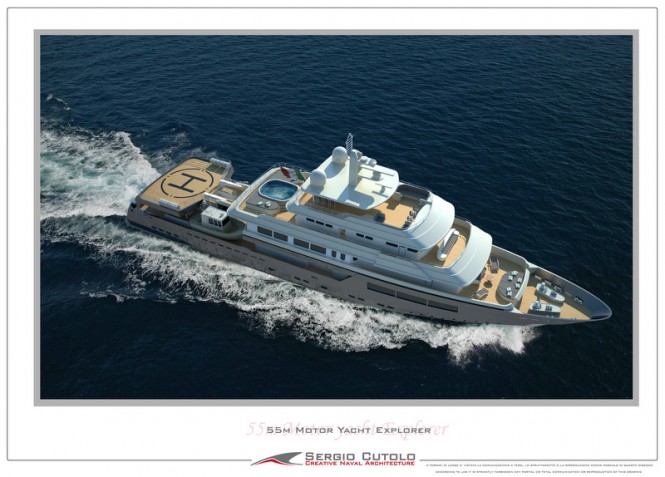 57m Explorer superyacht design - upview