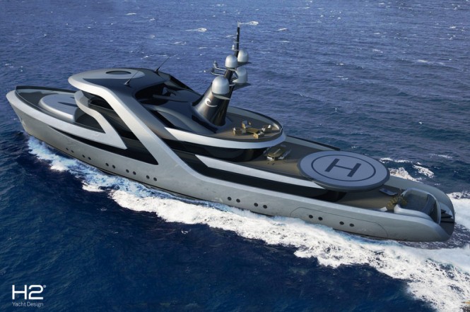 59m superyacht conversion design by H2 Yacht Design