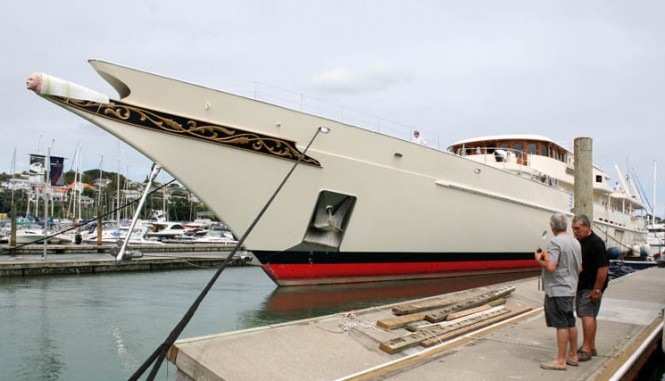 90m mega yacht Athena after refit at Orams Marine Services