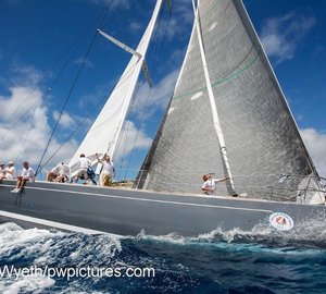 HM King Harald V of Norway yacht wins in Antigua 