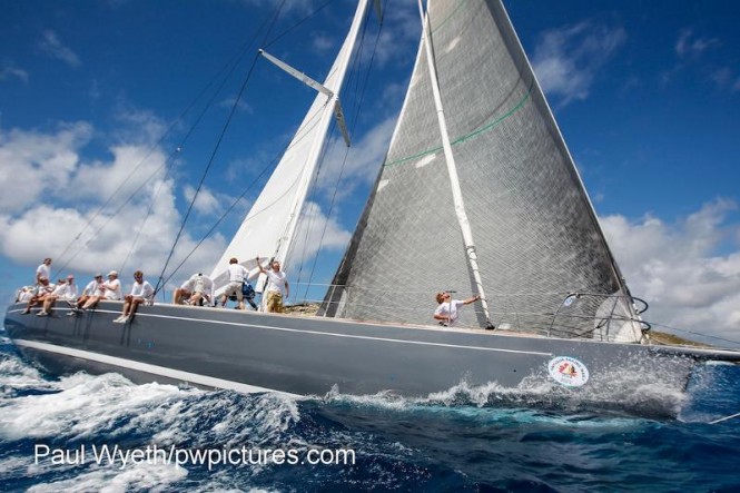 HM King Harald of Norway skippers the RP78, Whisper to victory in The Yachting World Round Antigua Race - Credit- Paul Wyeth:pwpictures.com