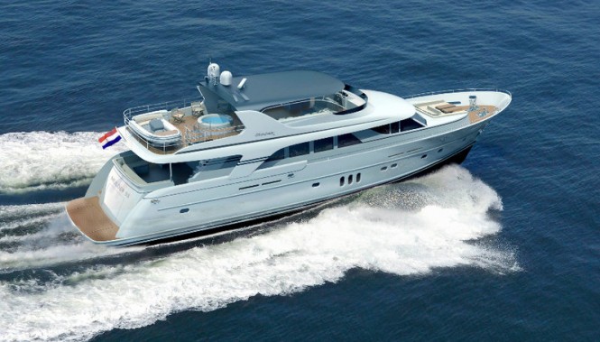 Rendering of Mulder 98 Flybridge Yacht YN1391