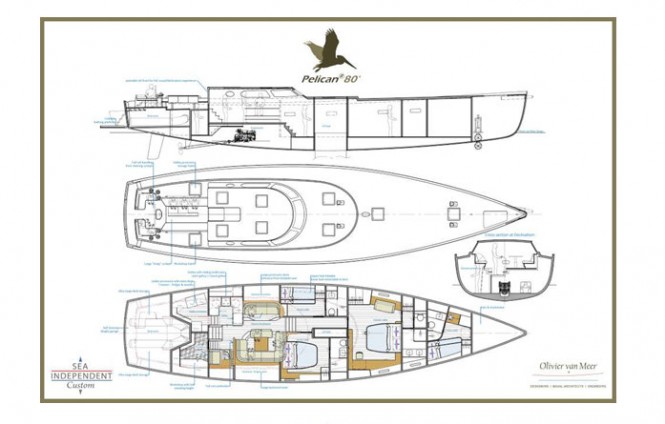 Sailing yacht Pelican 80 concept - Layout