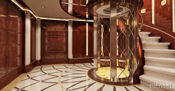 61m mega yacht Golden Age - Stairs