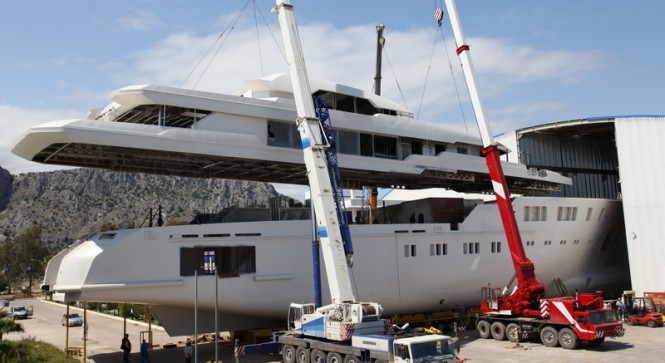 63m mega yacht Project 601 under construction at Sunrise Yachts
