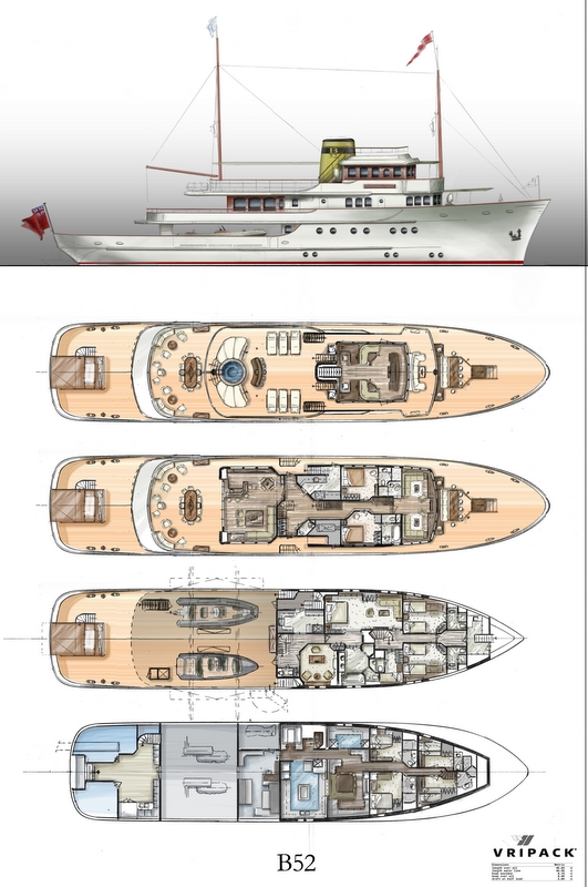 Classic yacht B52 - General Arrangement