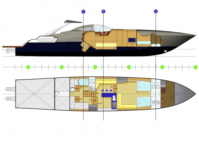 F969 Arrow yacht concept - Plans