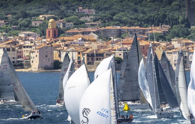 Fleet in action during inshore racing in Saint Tropez - Photo credit to Rolex Kurt Arrigo
