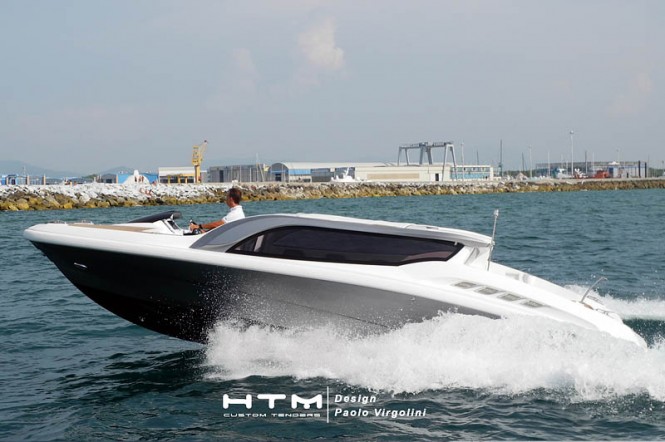 High Tech Marine 825 Limo yacht tender to superyacht Stella Maris at full speed