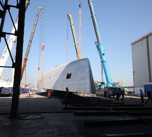 Perini Navi Hull C.2227 SYBARIS superyacht's hull turned