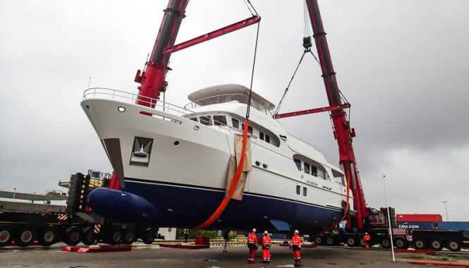 Launch of the Moonen 100 Explorer luxury yacht Hull YN195
