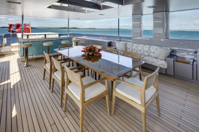 Luxurious exterior aboard motor yacht Loretta Anne