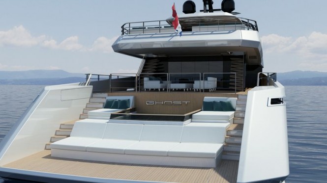 Luxury yacht Ghost G180F - aft view