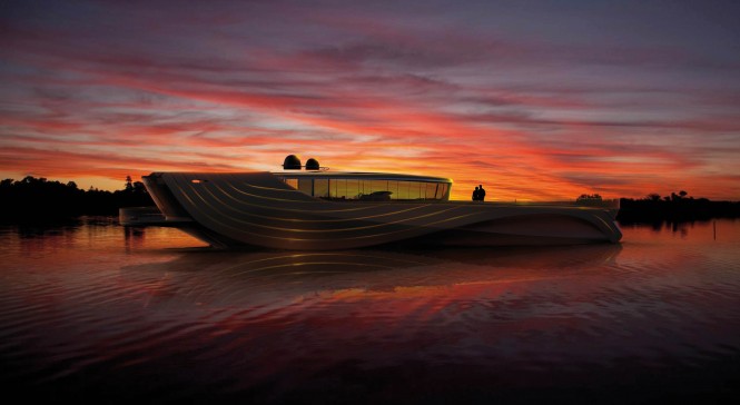 Motor yacht Cronos concept - after sunset
