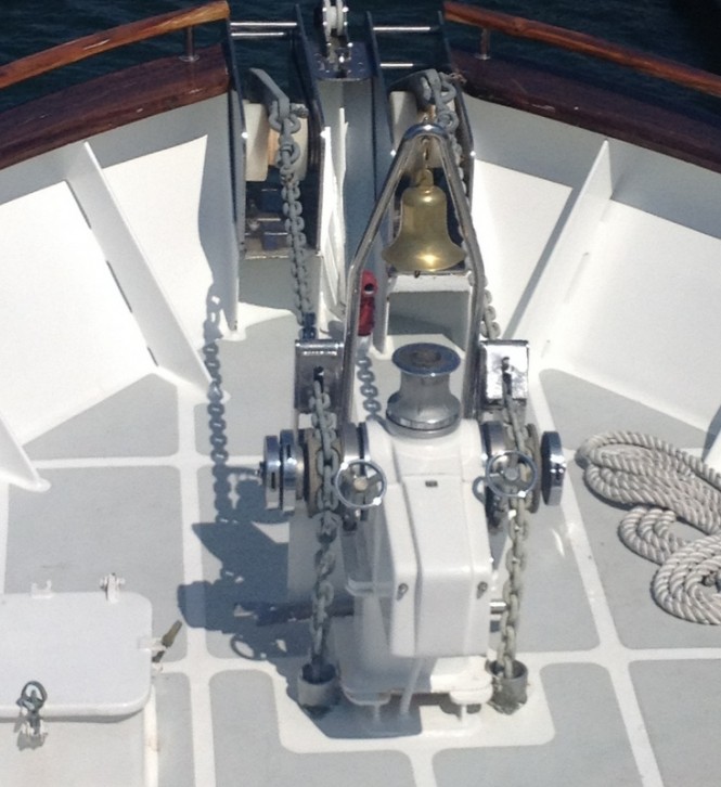 Original Horizontal Windlass Installation on a 120ft Yacht before refit - Photo courtesy of Maxwell Marine