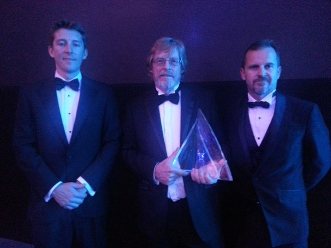 Orion Shuttleworth, John Shuttleworth and Mark Evans at the World Superyacht Awards 2013