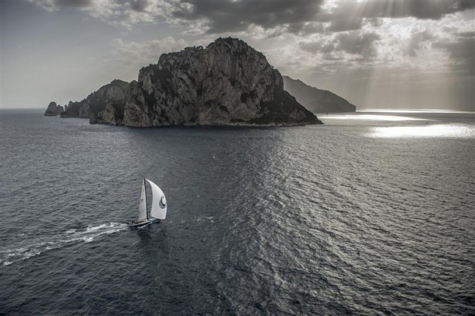 Sailing yacht Caol Ila R off the beautiful Italian yacht charter destination - Capri - Photo credit to Rolex Kurt Arrigo