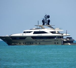 46m Sanlorenzo ACHILLES yacht leaving port of Livorno