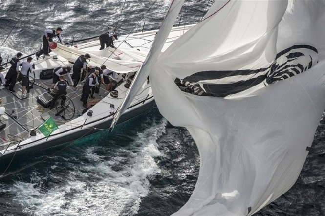 Spinnaker drop onboard Caol Ila R Yacht