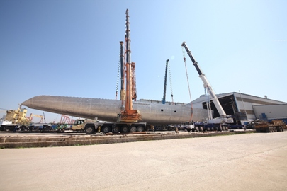 Superyacht Hull C.2227 by Perini Navi in Turkey - hull turned