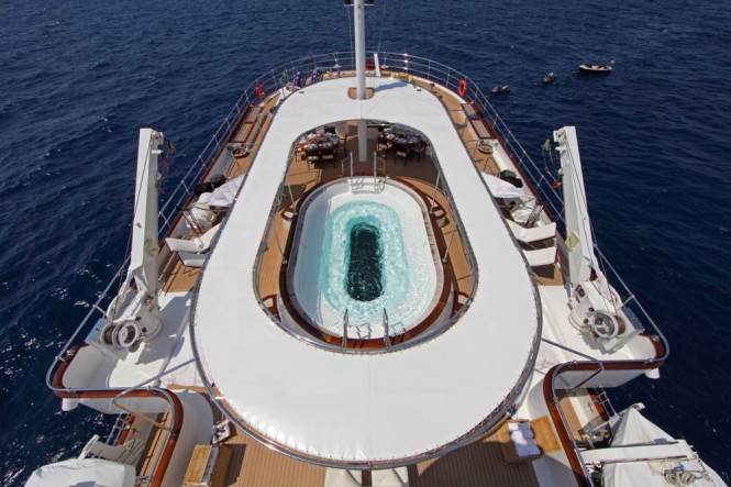 The Glass-bottom Spa Pool aboard Sherakhan yacht
