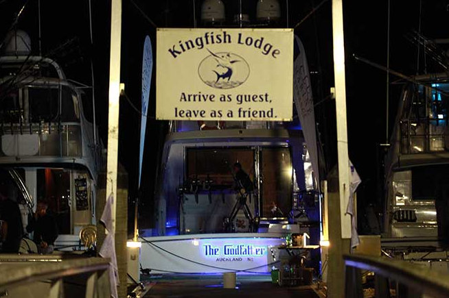 The Godfather Yacht moored at Kingfish Lodge