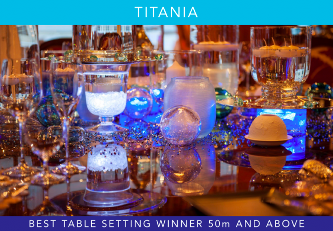 The winning table setting aboard luxury charter yacht Titania
