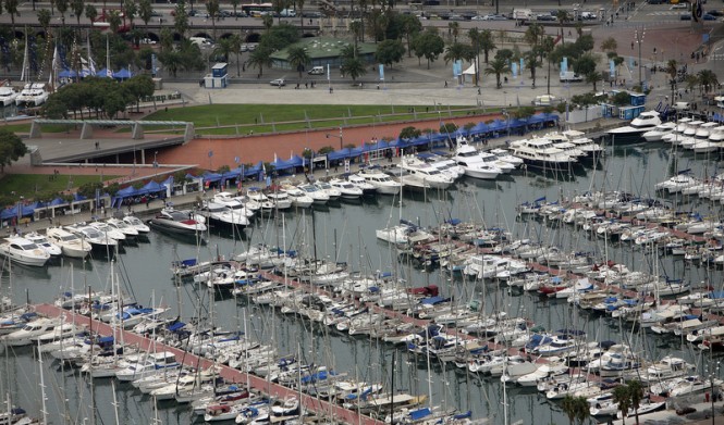 Luxury yachts on display at the 2012 Barcelona International Boat Show