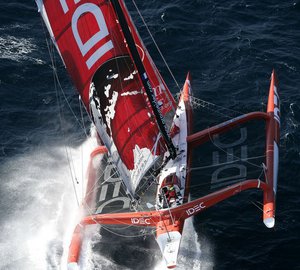 North Atlantic Record: Francis Joyon aboard his trimaran yacht IDEC to reach halfway point this evening