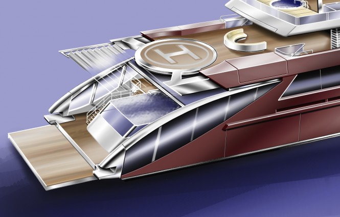 70m Joachim Kinder luxury yacht concept - Stern view