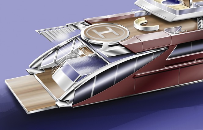 70m Joachim Kinder luxury yacht concept - Stern view