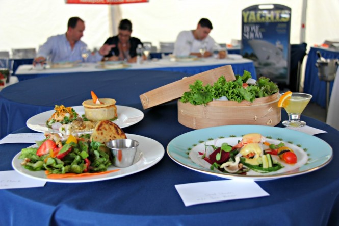 Grande Class' dishes with judging panel in the background