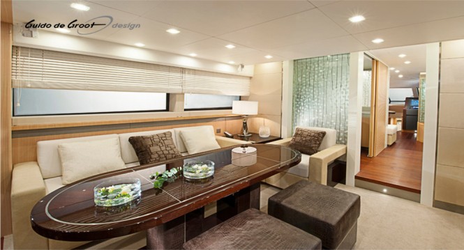 Guido de Groot and Bobic designed interior for 'the two Roses' yachts