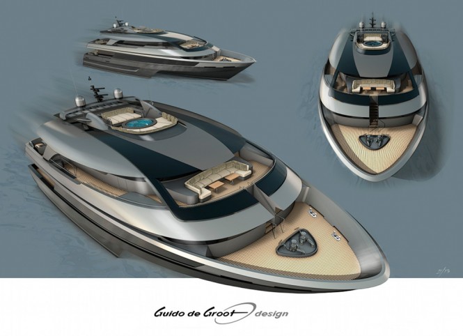 Latest 34,5m Trimaran yacht concept by Guido de Groot and Mobimar